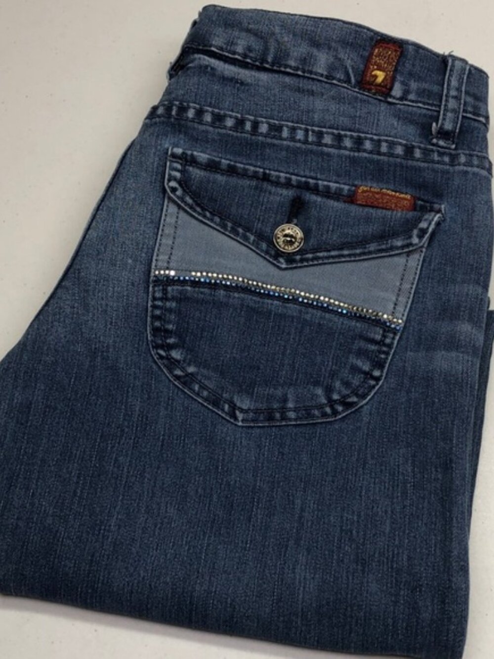 7 for ALL MANKIND STRAIGHT LEG JEANS 27x31 MADE IN USA 🇺🇸